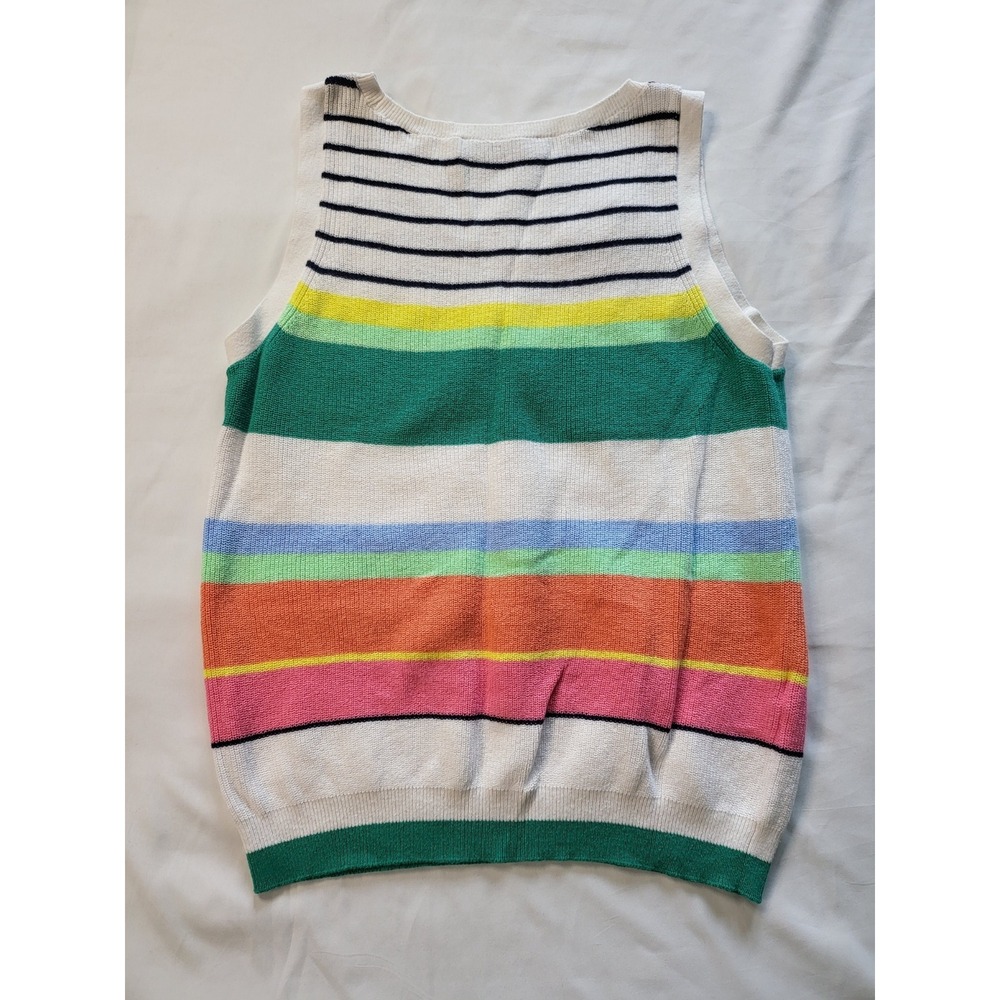 Loft Womens Striped Cotton Knit Sweater Vest Multi Color Sleeveless Top Size M - Picture 5 of 5